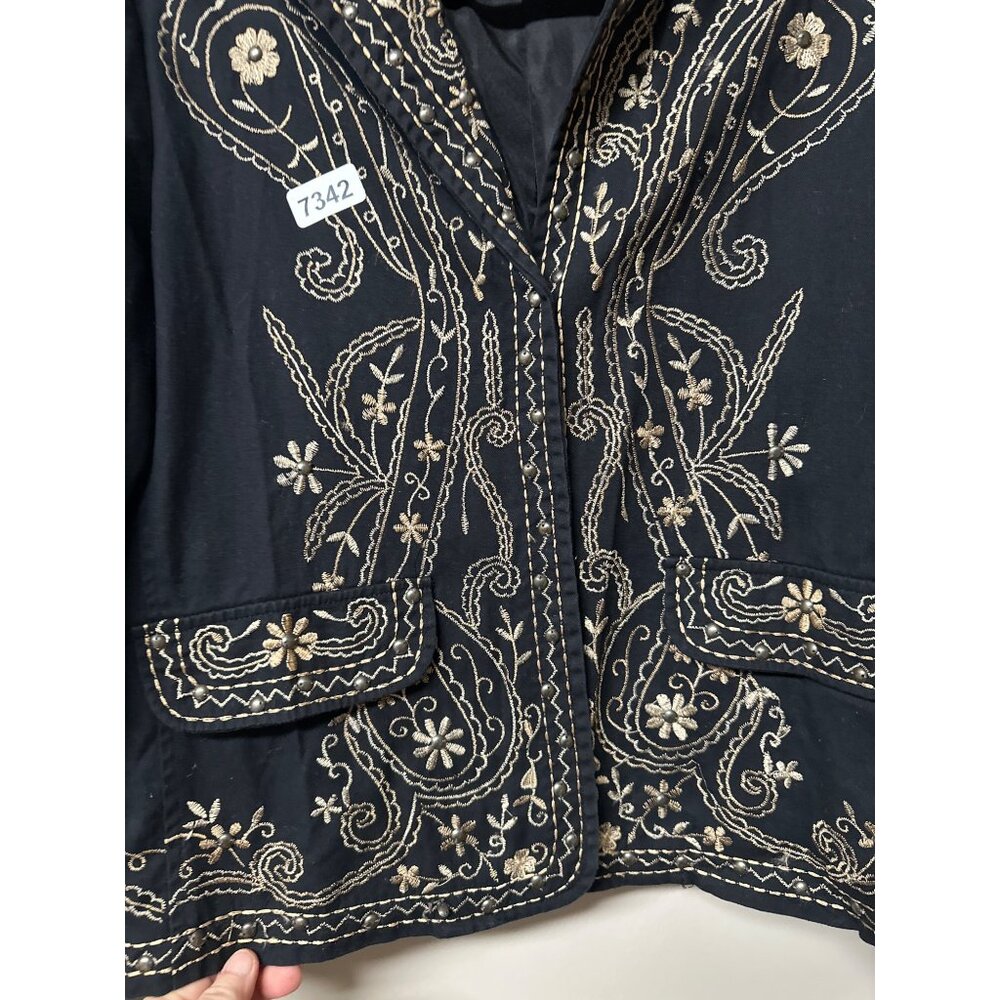 New Direction Large Black Jacket Embroidered - image 6